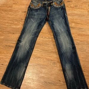Virgin only brand jeans with leather trim size 11